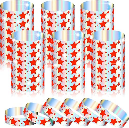 Glenmal 500 pulseras para eventos, pulseras de estrella de neón a granel para eventos, de plástico, impermeables, de carnaval, pulseras adhesivas