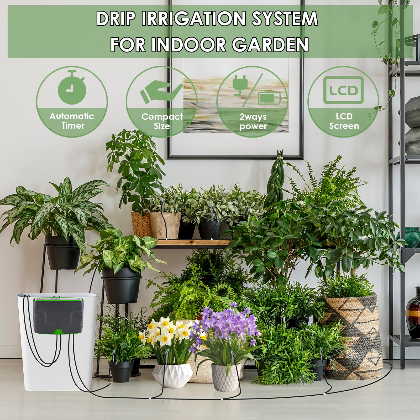 Automatisches Bewässerungssystem Für 20 Pflanzen - Doppelpumpe Mit Tropfbewässerung