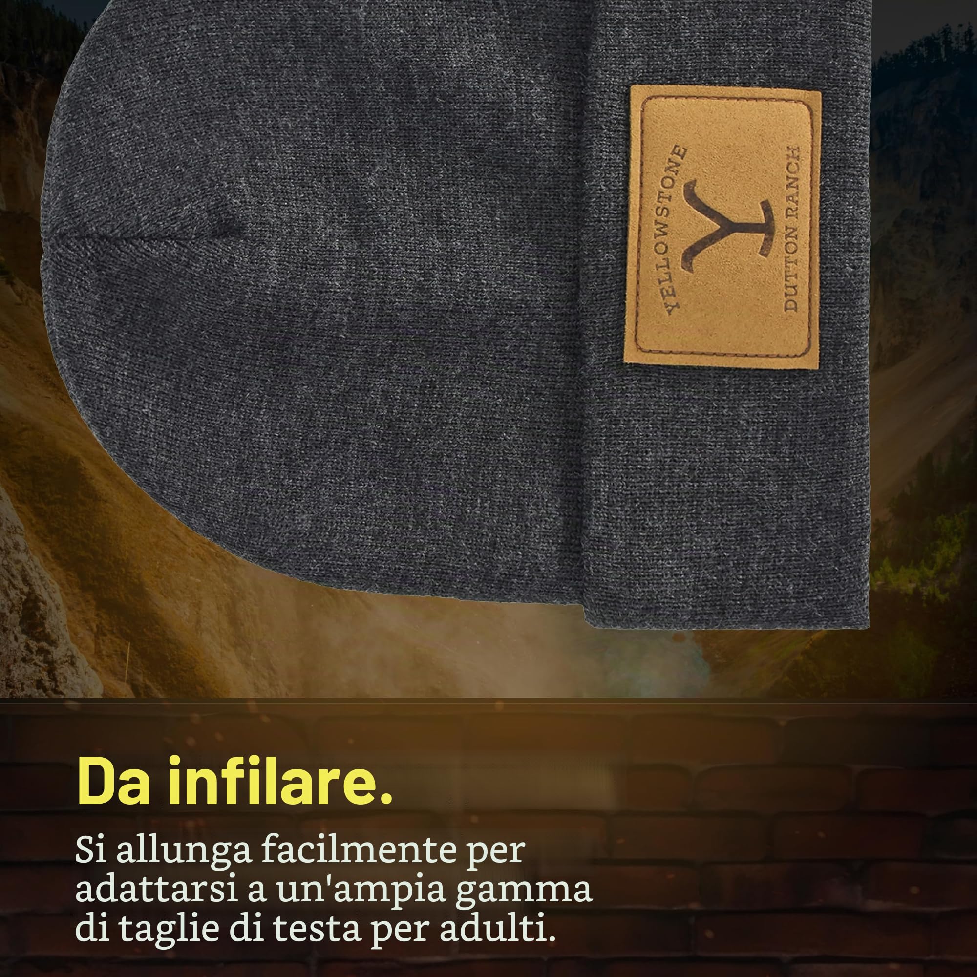 Concept One Yellowstone Dutton Ranch Beanie Hat, Berretto Invernale in Maglia con Polsino, Grigio, Taglia Unica, Grigio, Taglia Unica