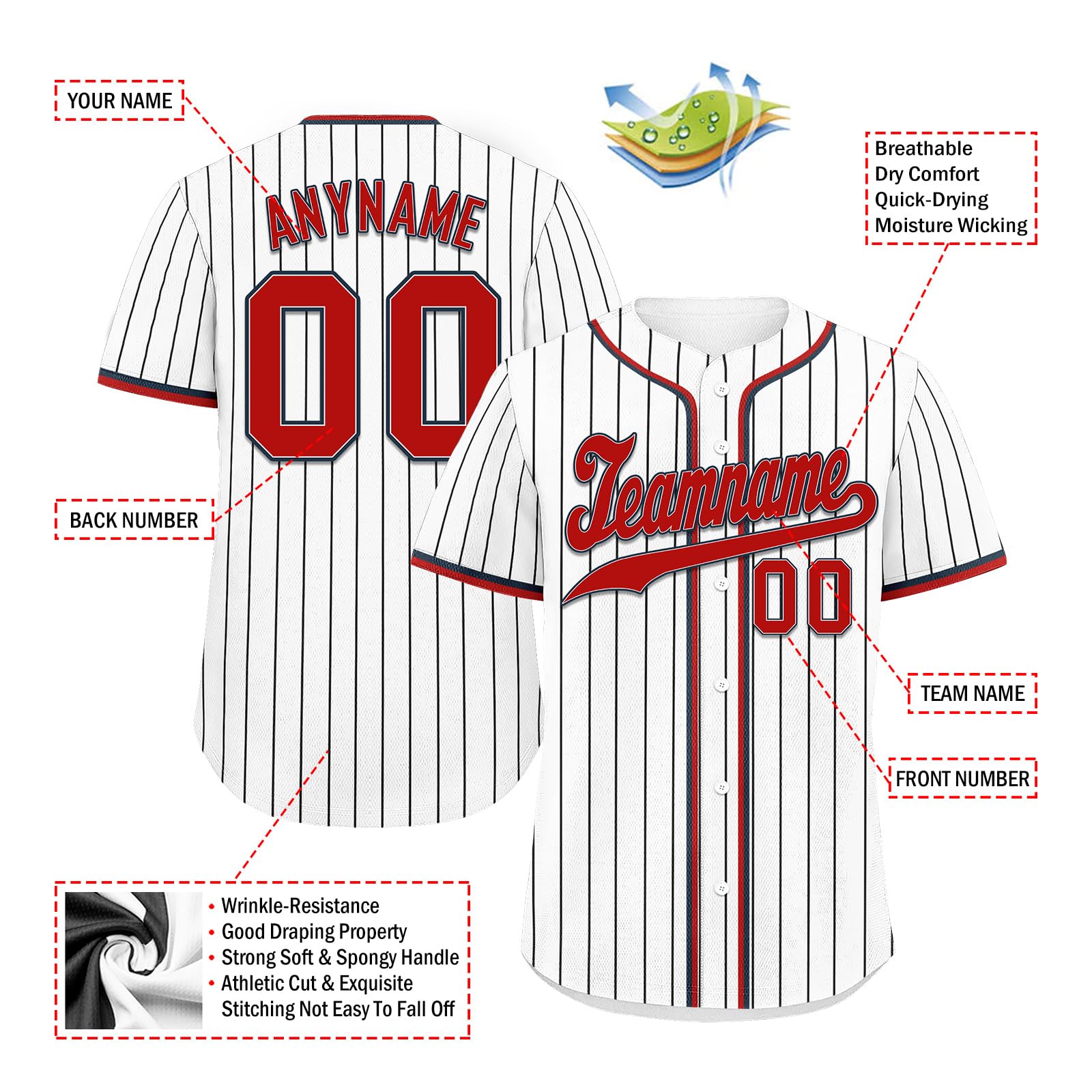 Camiseta de béisbol personalizada a rayas, camisetas de béisbol personalizadas con números de nombre impresos, uniforme deportivo para hombres, mujeres y niños