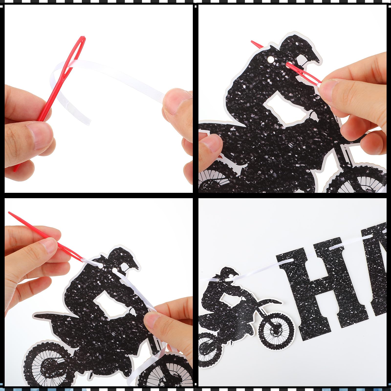 Decoración de cumpleaños de bicicleta sucia para niños, pancarta de cumpleaños y remolinos colgantes para motocicleta, motocross, suministros de decoración de fiesta temática
