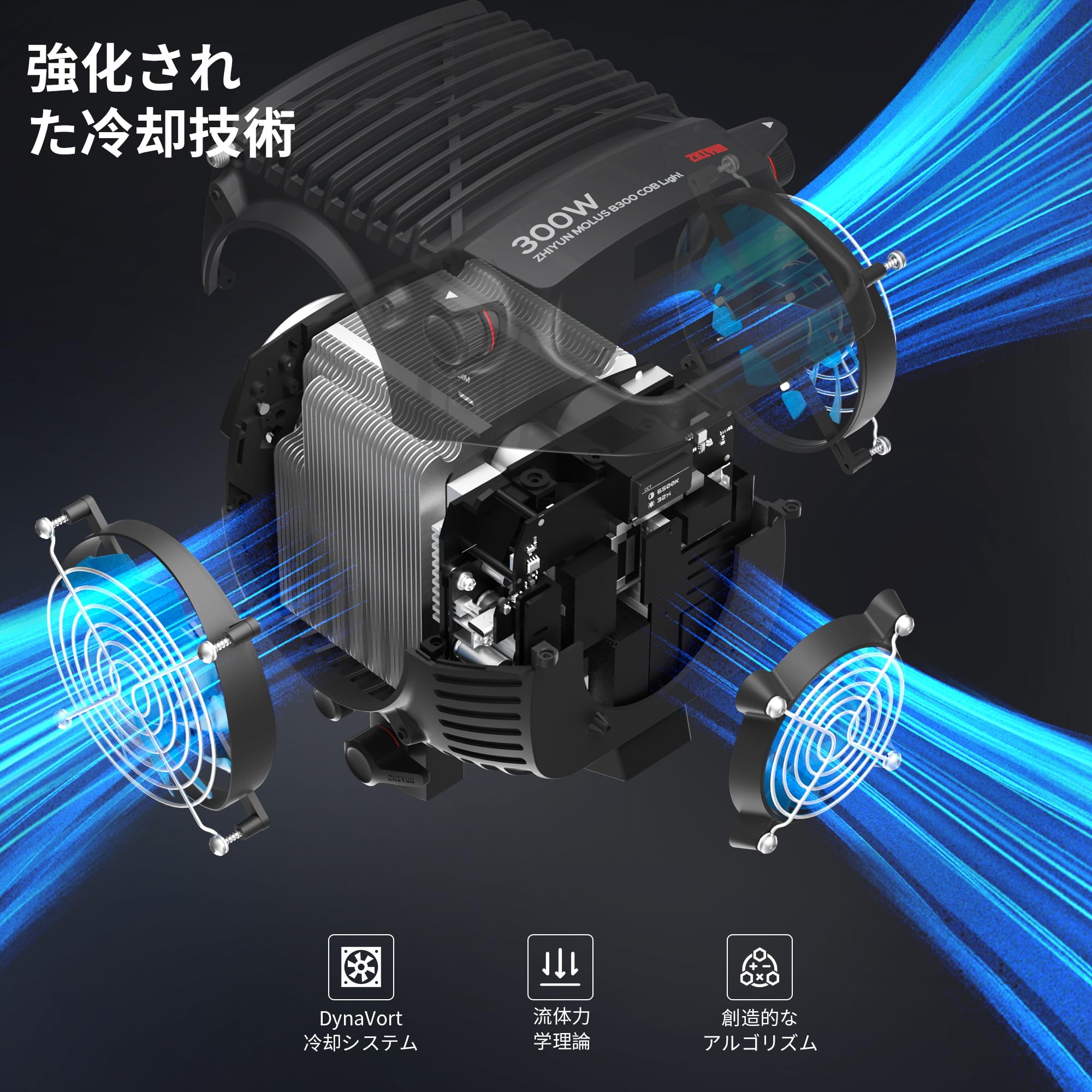 Amazon | ZHIYUN MOLUS B300 300W COB LED ビデオライト 2700K-6500K 