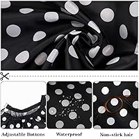 Vista 3 de FEBSNOW Capa de peluquería profesional impermeable para corte de cabello, cepillo de plumero para corte de pelo, puntos blancos y negros, kits