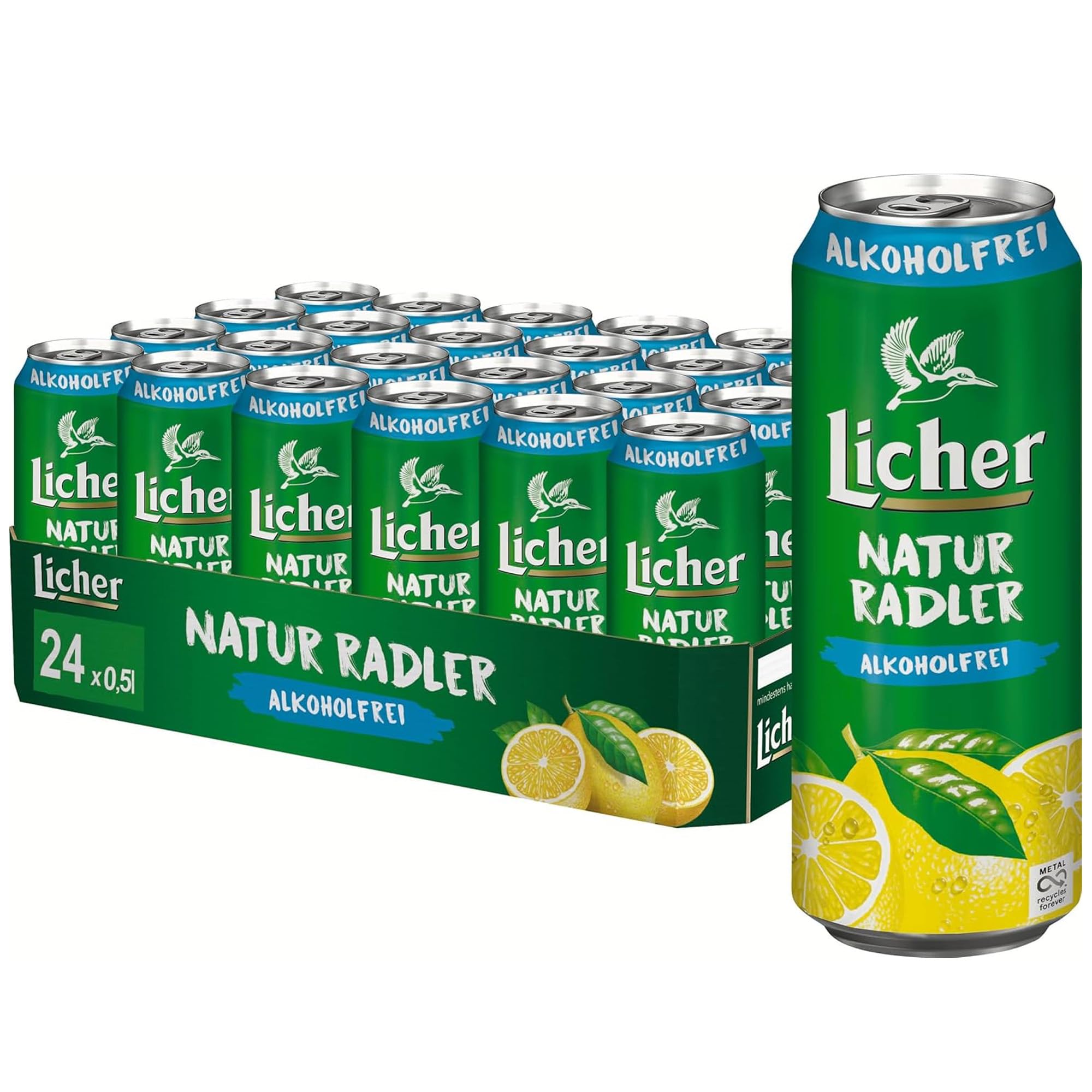 Licher® Natur Radler Alkoholfrei - Alkoholfreies Biermischgetränk - Dosen-Bier (24x 0,5l)