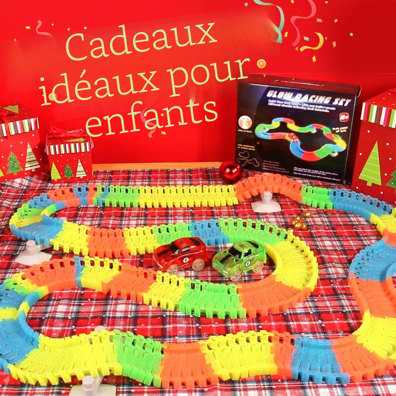 Jouet Enfant 3 Ans Circuit Voiture Enfant Jeux Enfants 3 Ans avec 2 Circuit Voiture Electrique Flexible Bricolage Jeu de Construction Educatif Jouet Garçon Cadeau Garcon Fille 3 4 5 Ans-240 Pièces