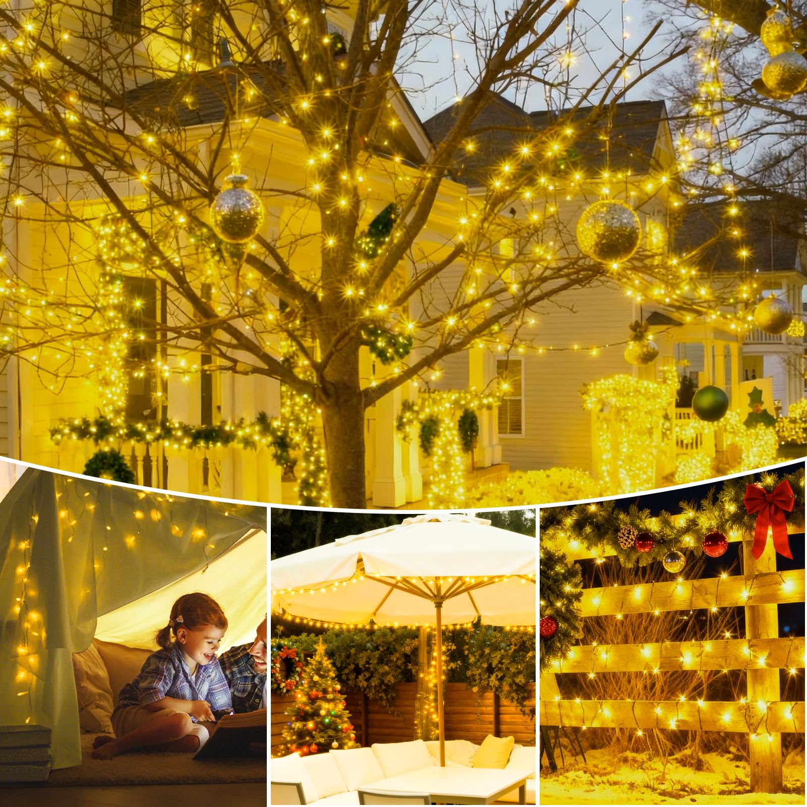 ZWOOS Luci Di Natale A LED 10 Metri 600 LED Bianco Caldo - Catena Luminosa Con Telecomando E Timer Per Interni/Esterni, Alimentazione A Spina - 3
