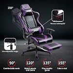 Mondschein Gaming Chair Office Chair with Massage Reclining Computer Chair with Footrest High Back Ergonomic Desk Chair Leather Racing Gamer Chair Adjustable Armrest Headrest (Purple)