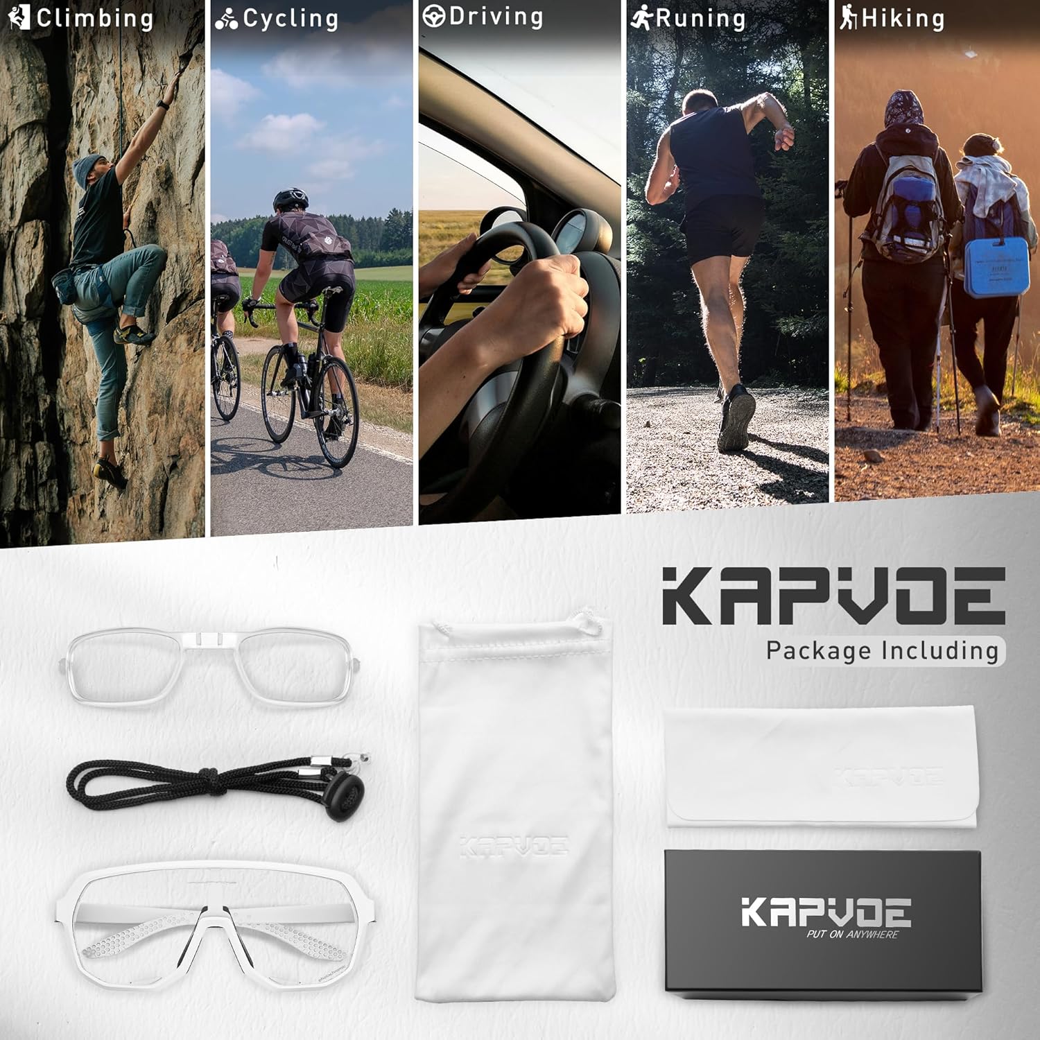 KAPVOE Photochromic Cycling Glasses for Men Women Mountain Bike Sunglasses Sports Goggles UV Protection K63 - Image 6