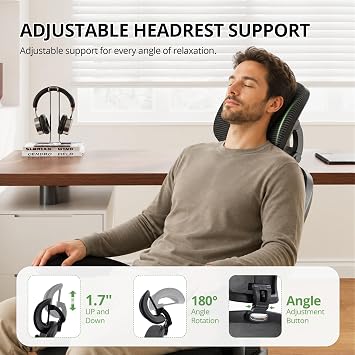 Ergonomic Office Chair 330 lb with Wheels, Lumbar Support & Headrest | Flip-Up Arms,Back Support,Gaming chairs,Breathable Mesh,2D Headrest