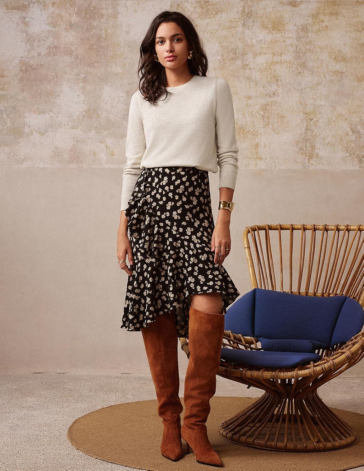 GRACE KARIN Women Cashmere Sweater Crew Neck Merino Wool Soft Pullover Layer Dressy Casual 2026 Spring with Socks - Image 3