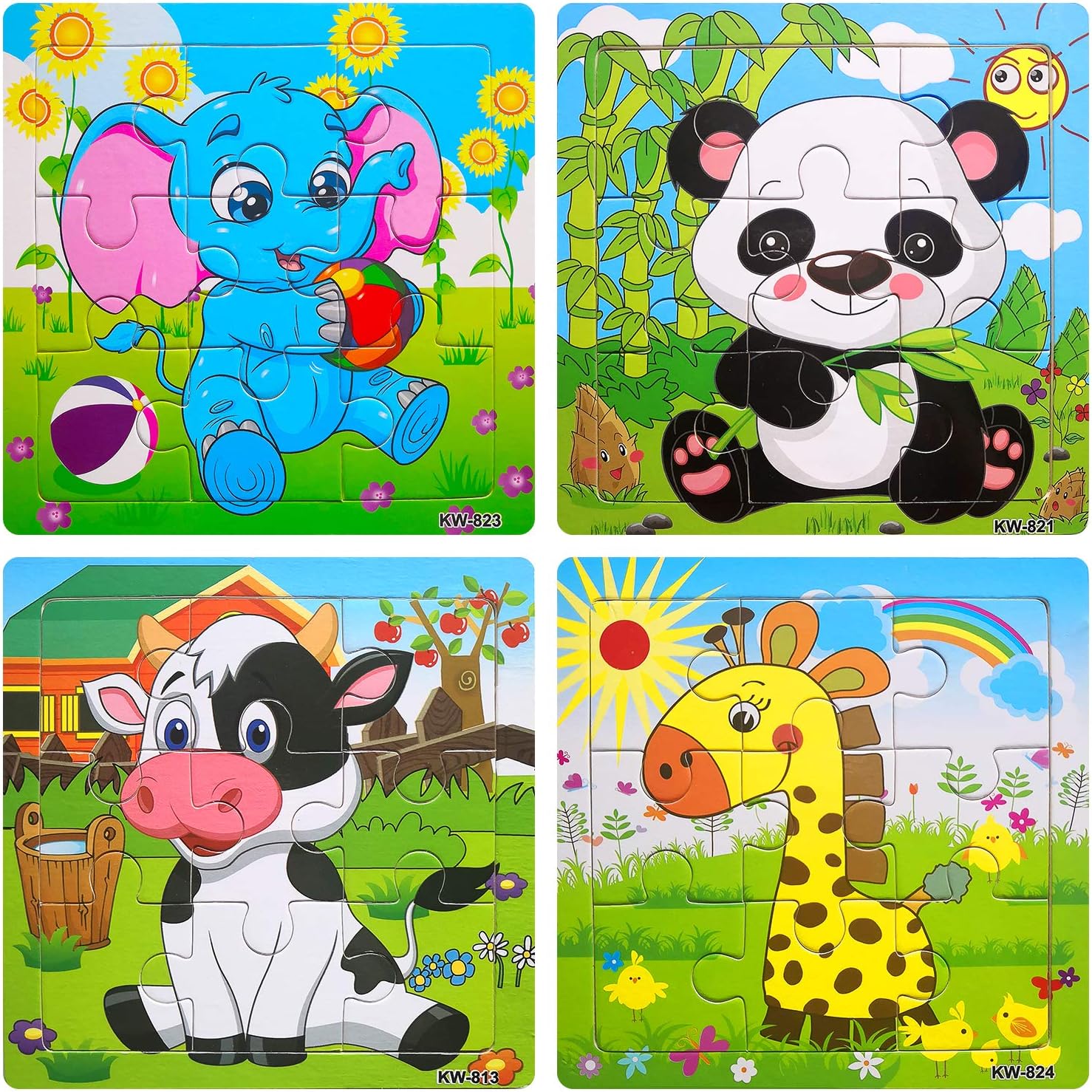 Wooden Jigsaw Puzzles Set for Kids Age 3-5 Year Old Animals Preschool Puzzles for Toddler Children Learning Educational Puzzles Toys for Boy and Girl