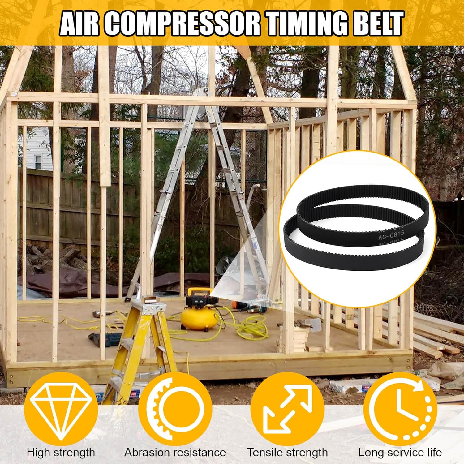 AC-0815 Air Compressor Belt for Dewalt Devilbiss Porter Cable Makita Sears Craftsman Air Compressor Timing Belt Replacement Part Numbers CAC-1311 CAC-1342-3 Pcs