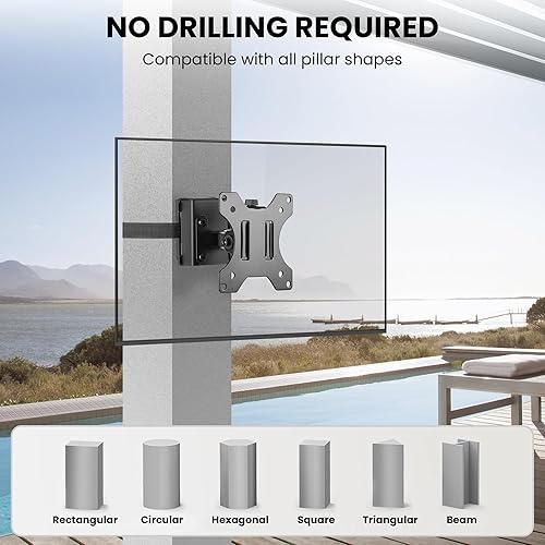 Miniatura 6 de ZeboZap ZZTVS2011 - Soporte de TV para kiosco al aire libre para pantallas de 13 a 27 pulgadas  Soporte de poste con correa para cenador, patio,