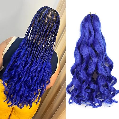 Miniatura 256 de Cabello rizado francés trenzado de 20 pulgadas, color 4, cabello rizado preestirado, 8 paquetes de trenzas de ganchillo para trenzas de caja