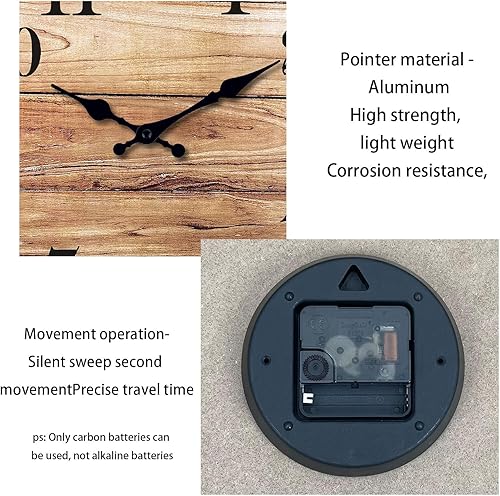 Miniatura 7 de XNM Reloj de pared rústico de 10 pulgadas para dormitorio, reloj de pared con batería, silencioso, marrón, redondo, pequeño, de madera (sin madera