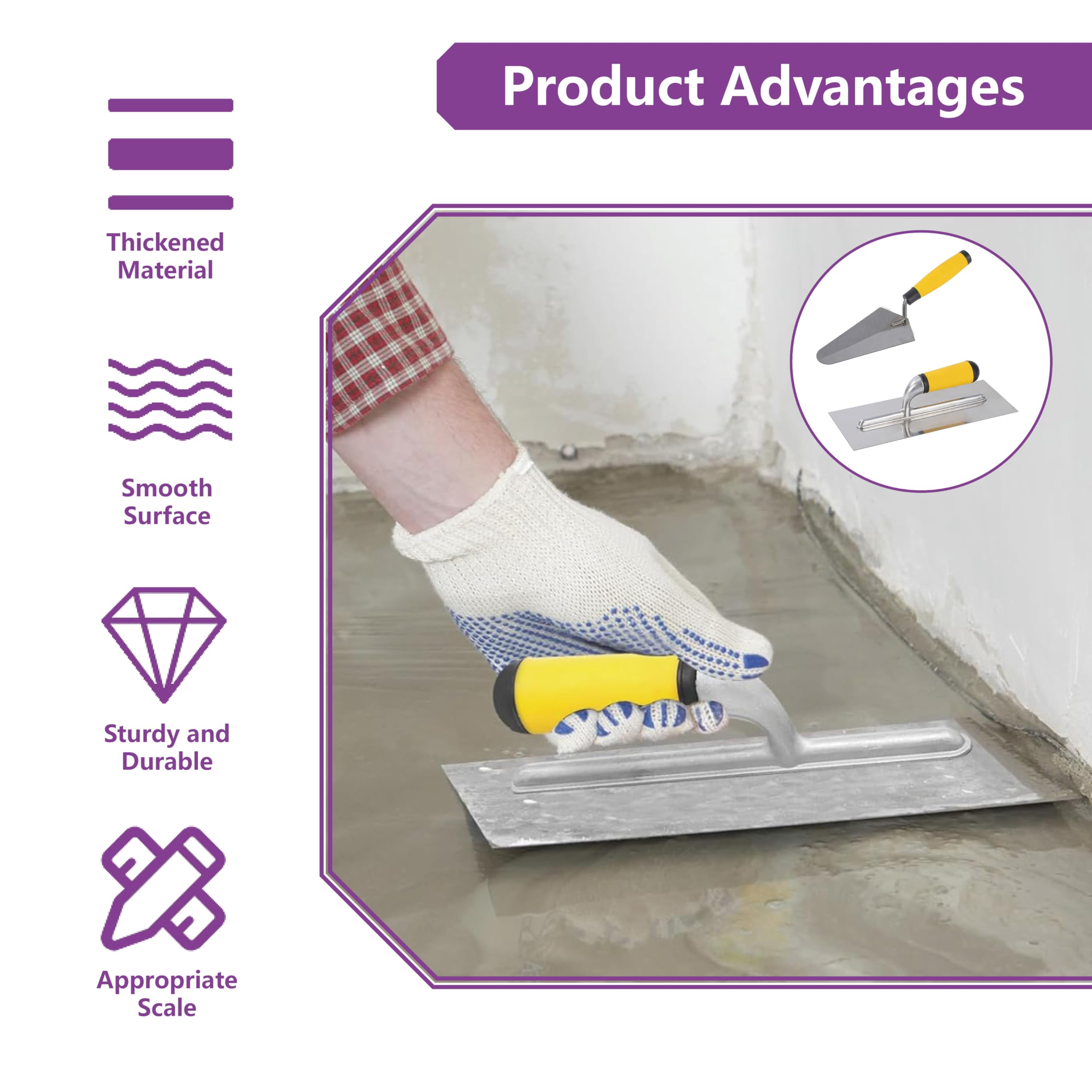 Masonry Trowel Set - Flat & Gauging Trowels -3