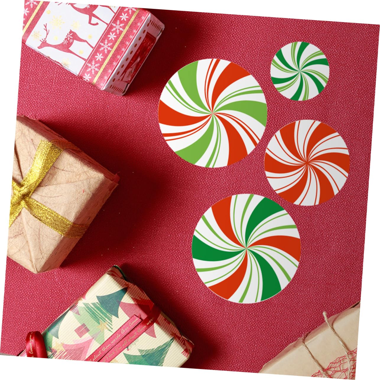 OSALADI 36 Stk Süßigkeiten-aufkleber Weihnachtssüßigkeiten Fensteraufkleber Mit Pfefferminzbonbons Weihnachtsdekoration Pfefferminz-fensterfolie Weihnachtliche Wandtattoos Runde Aufkleber