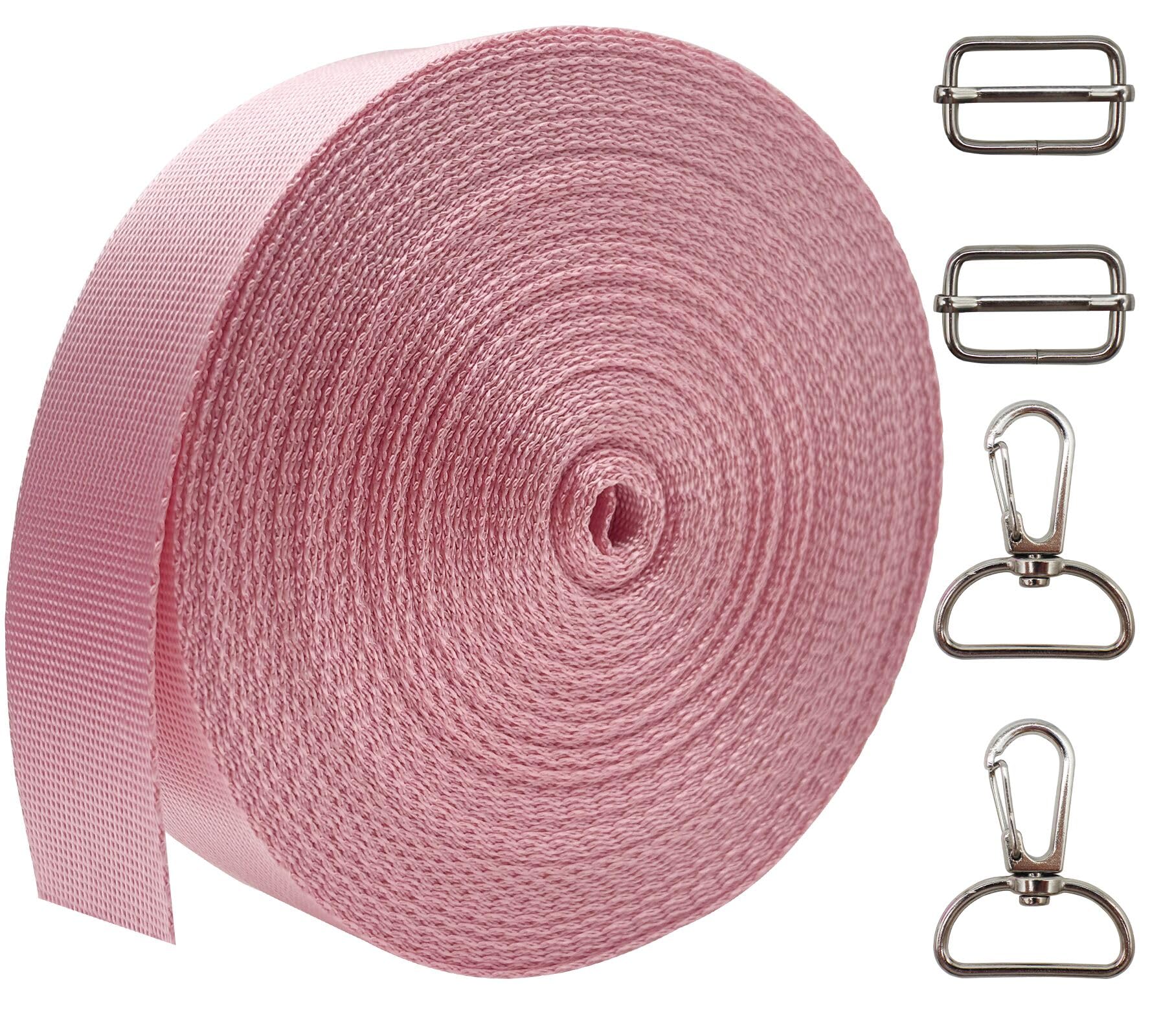 Pink 1'' Heavy Duty Nylon Webbing Straps for Sewing 10Yds