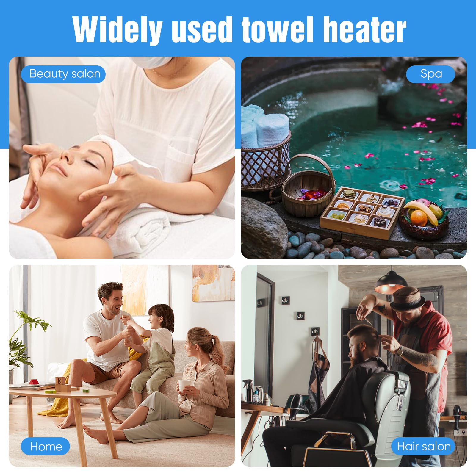 176°F 5L Calentador de toallas caliente Cuero, esterilizador Uv calentador de toallas, armario de toallas calientes, para salón de peluquería, cuarto de baño, belleza oficina en casa gimnasio (A-Negro