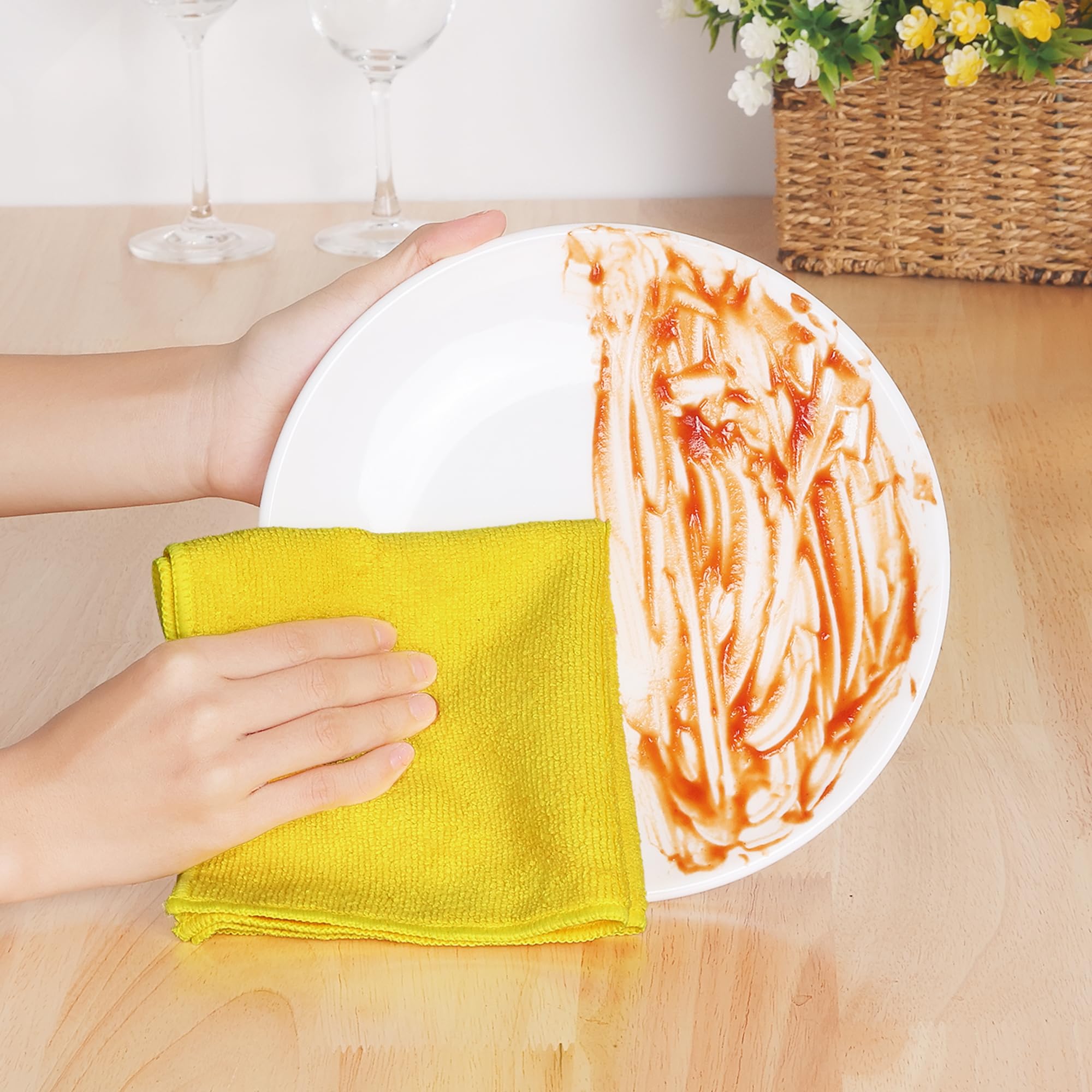 Uxcell Chiffon De Nettoyage En Microfibre Paquet De 12 Serviettes En Microfibre De Qualité Supérieure Chiffons De Nettoyage Pour Voiture Cuisine