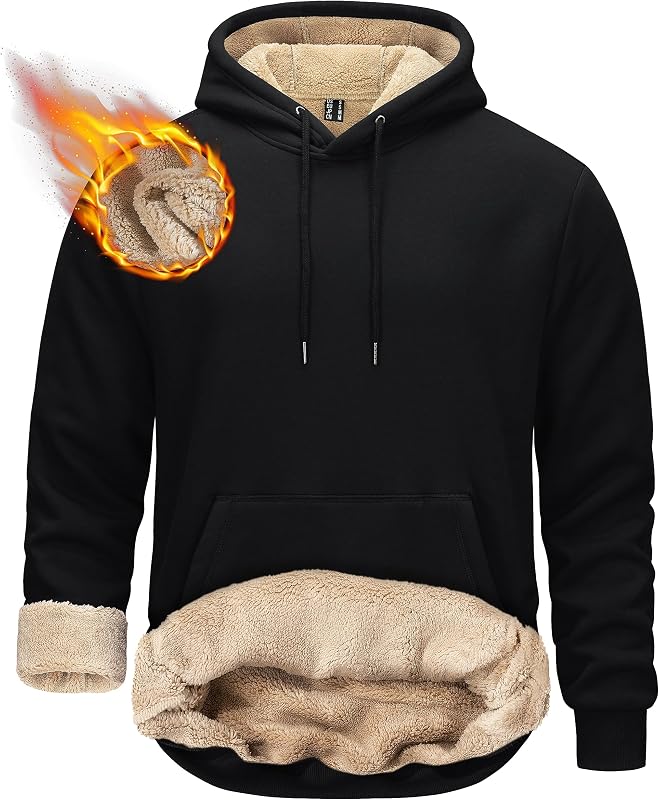 TACVASEN Men's Sherpa Lined Hoodies Winter Warm Fleece Hooded Sweatshirts