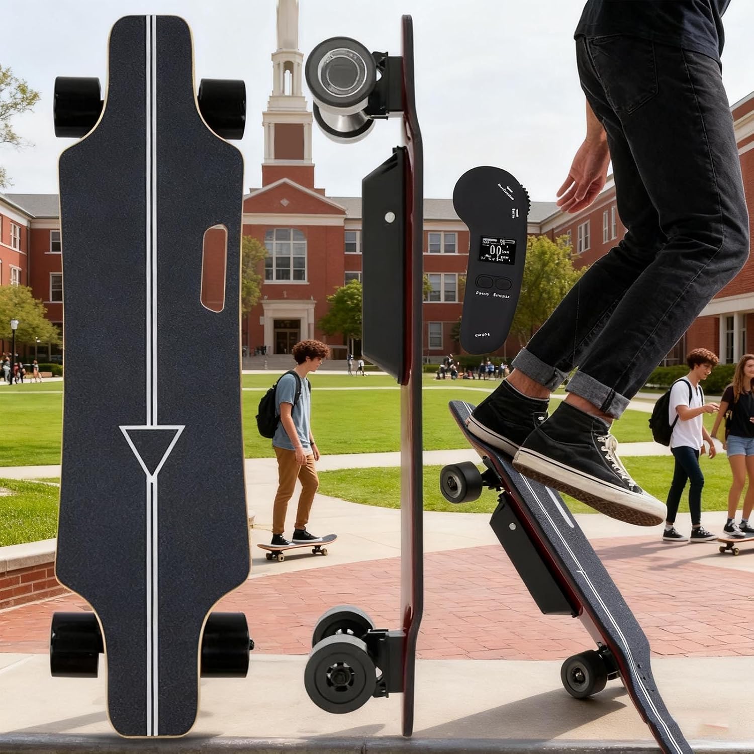 All-Terrain Electric Skateboard With Remote-20/25km/H Top Speed,8/15/22/30km Range,4-Speed,Shock Absorption Wheels & Carry Handle,Electric Longboard For Campus & City Riding&Commuting 22km