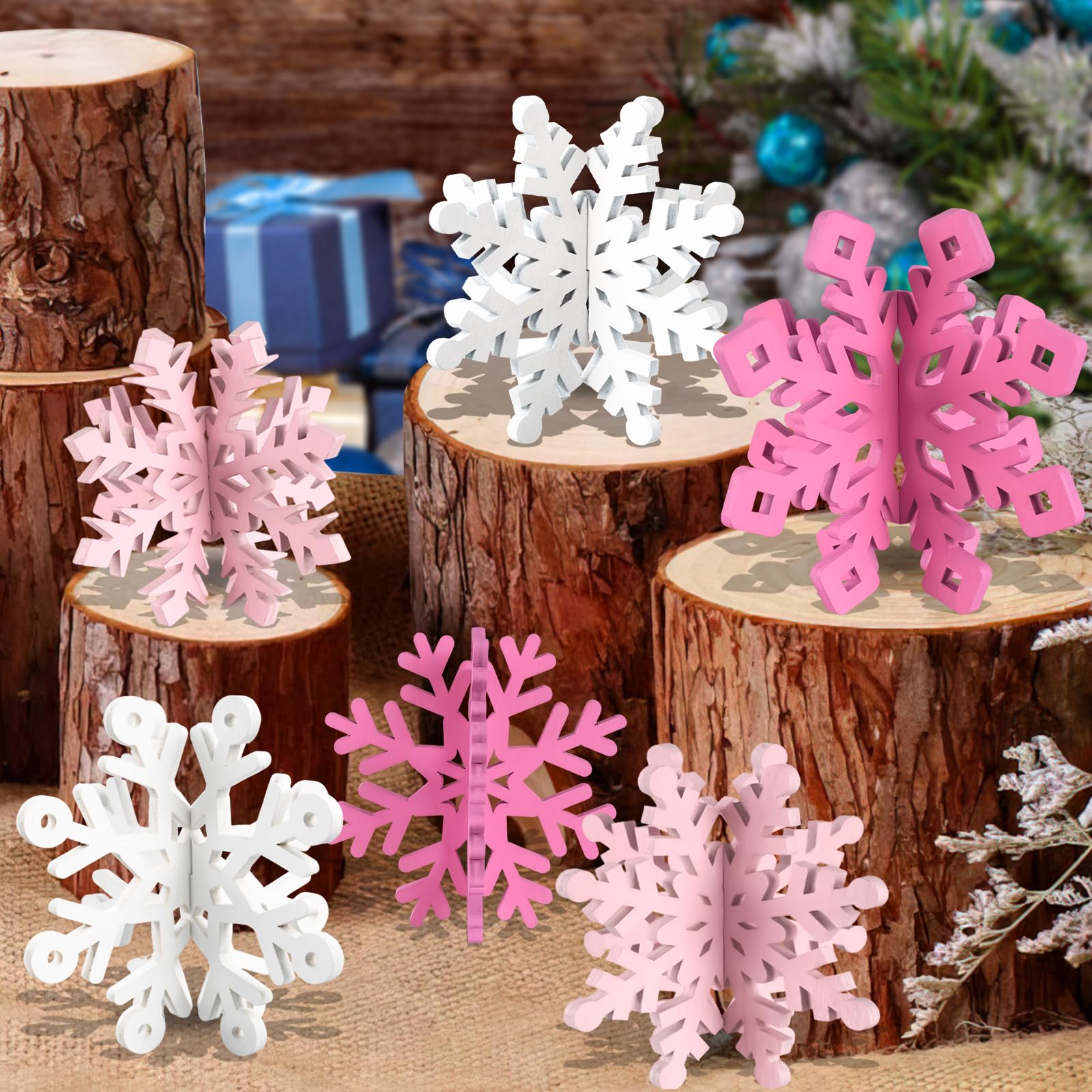 Flocon de neige de Noël en bois pour illuminer vos repas de réveillon en famille