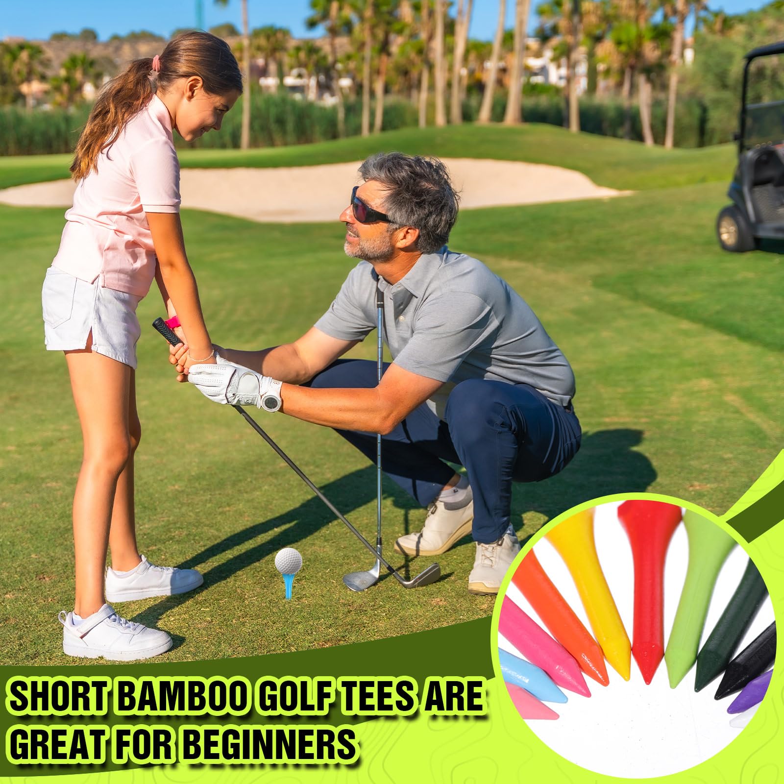 Mudder Bambus-Golf-Tees, 2000 Stück, professionelle Golf-Tees reduzieren Reibung, seitlicher Spin für Schläger, Herren, Damen, Kinder, Zubehör (3,8 cm, mehrfarbig)