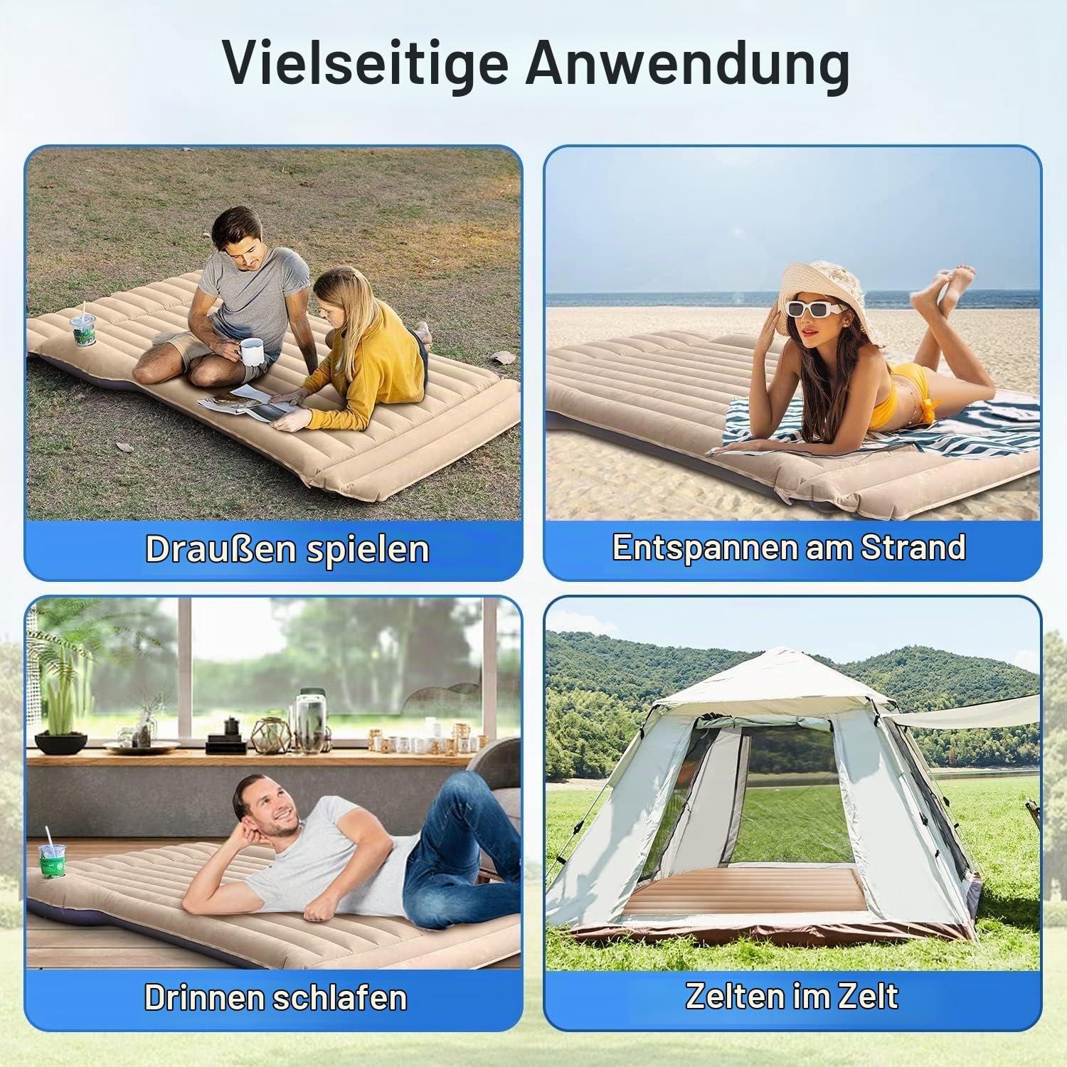 Topfit Aufblasbare SUV Luftmatratze Camping Bett Auto Luftbett Reise Schlafbett Pad Outdoor Matte für Tesla Model Y Juniper/Model 3 Highland mit 2 Kissen
