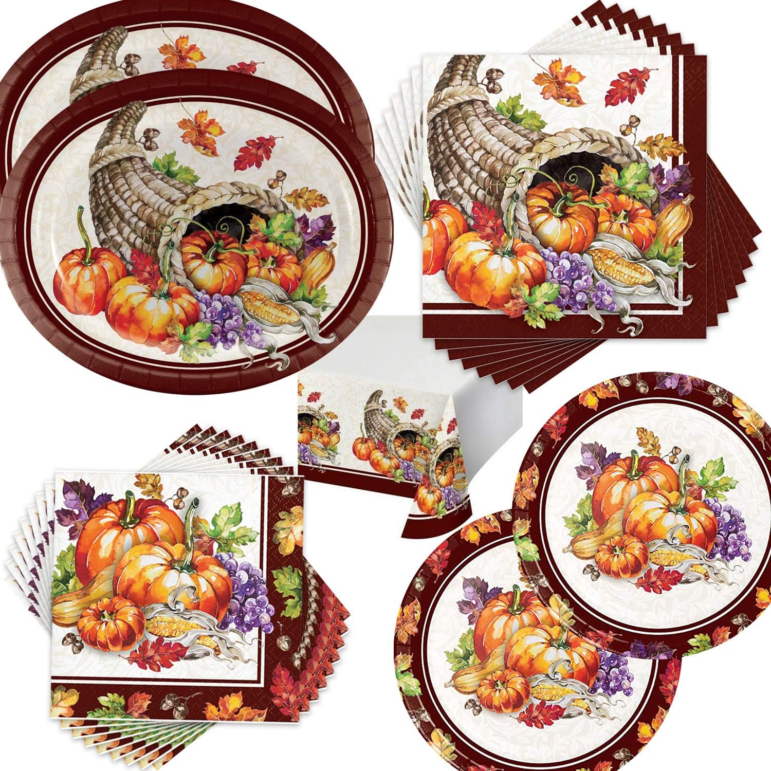 Cornucopia Thanksgiving Party Supplies Fall Oval Plates