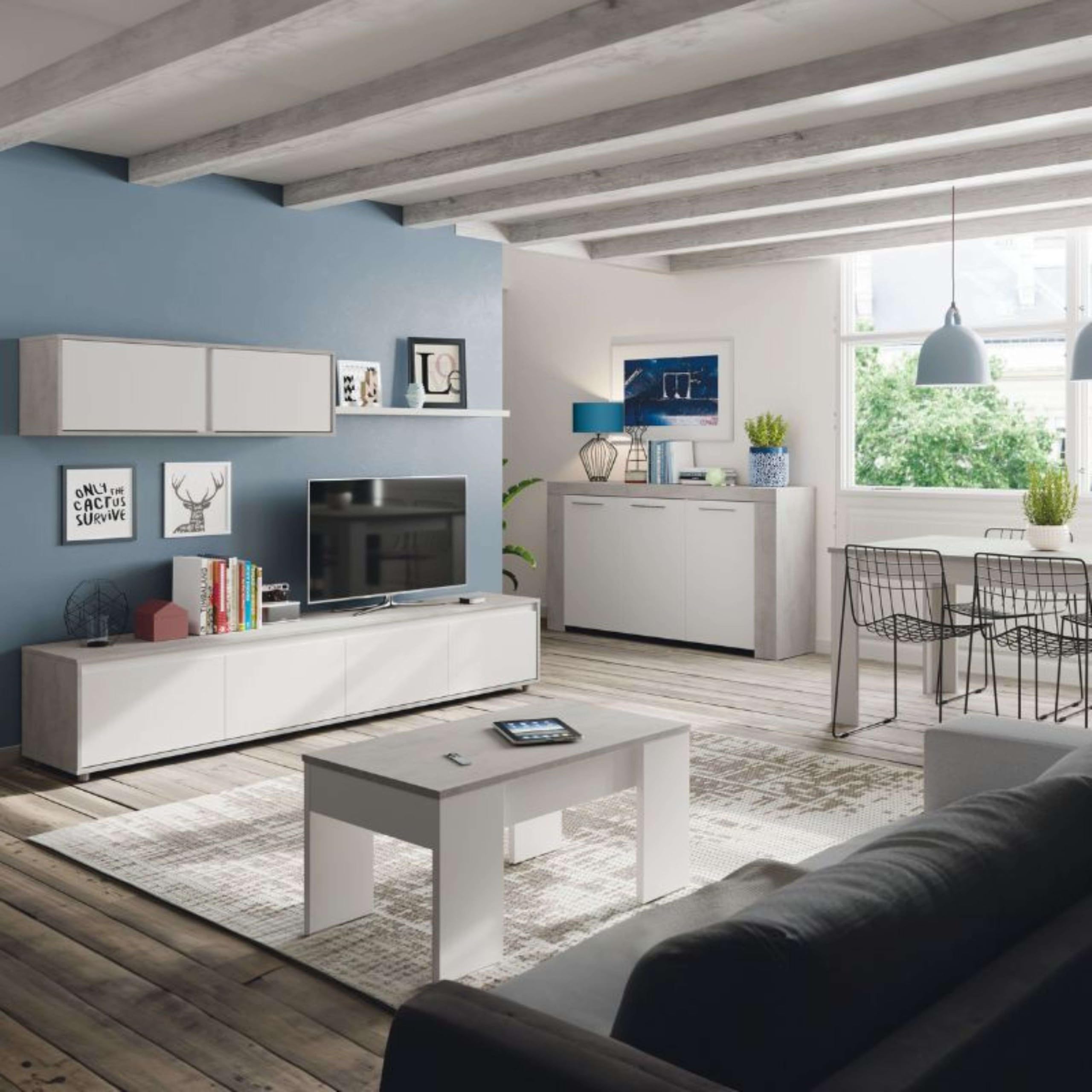 Miroytengo Pack Muebles Salón Comedor Plutón III (Mueble Modular+Mesa Centro+Mesa Comedor+aparador)