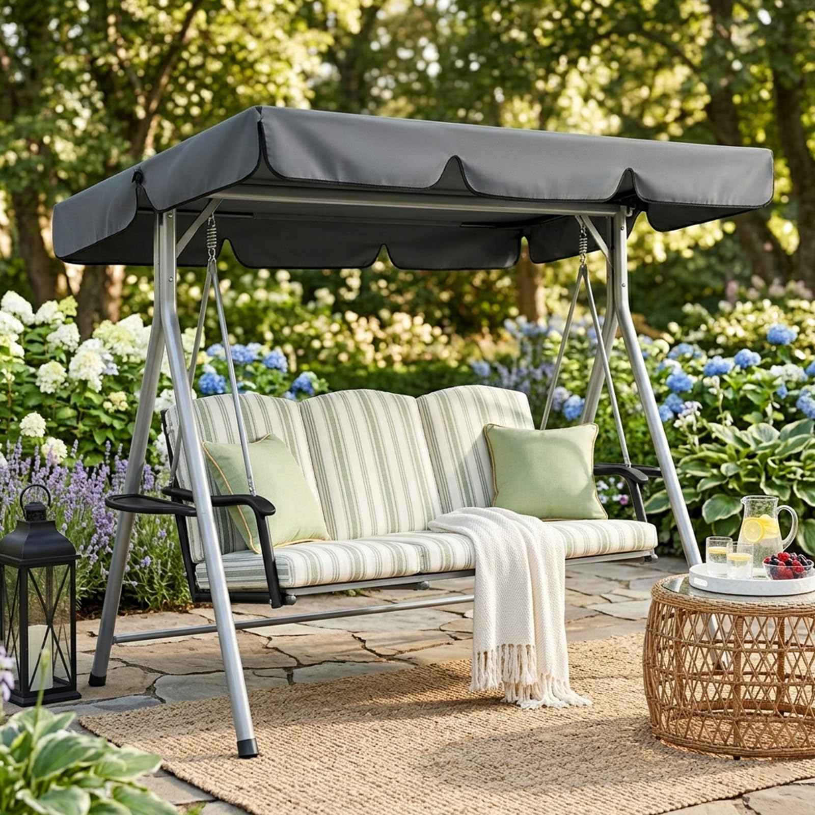 Hollywoodschaukel Dachbezug 3 Sitzer UV-Schutz Wasserdicht，200x120cm | Für Garten & Terrasse, Outdoor geeignet, Für Balkon, Schaukel Ersatzteil, Wetterfest, Reißfest