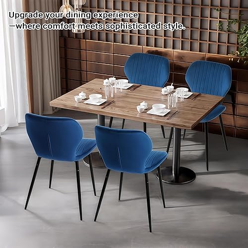 Miniatura 5 de CangLong Juego de 2 sillas de comedor modernas de mediados de siglo, sillas tapizadas para cocina, comedor, silla de comedor cómoda de terciopelo