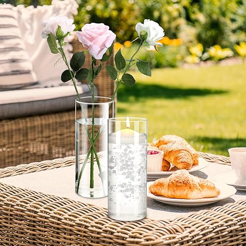 Miniatura 7 de Paquete de 20 jarrones cilíndricos de vidrio transparente para centros de mesa, candelabros cilíndricos a granel, jarrones de vidrio para plantas y