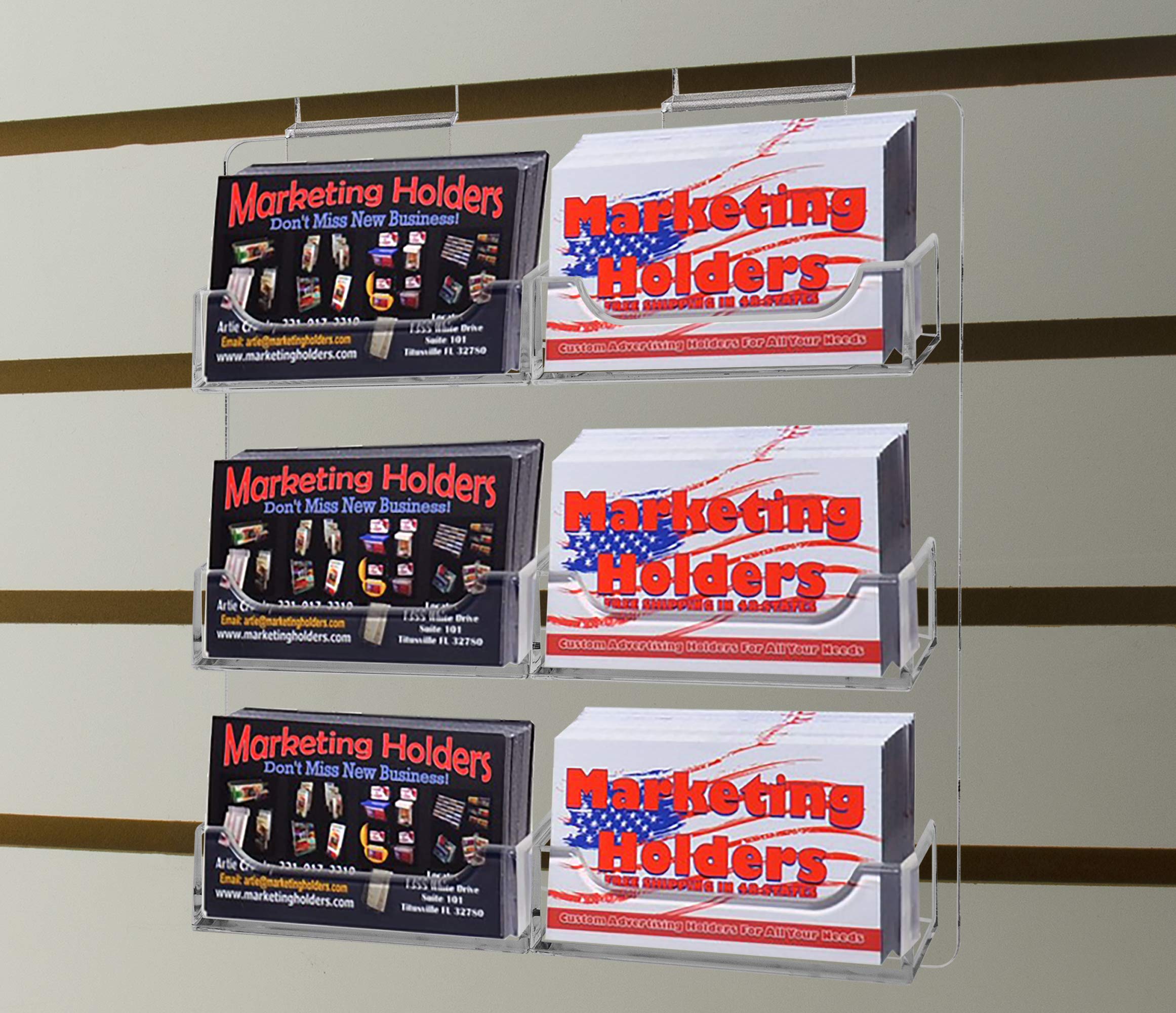 Marketing Holders 2 Pack Slatwall Business Card Holder 6 Pocket Organizer for Displaying 3.5