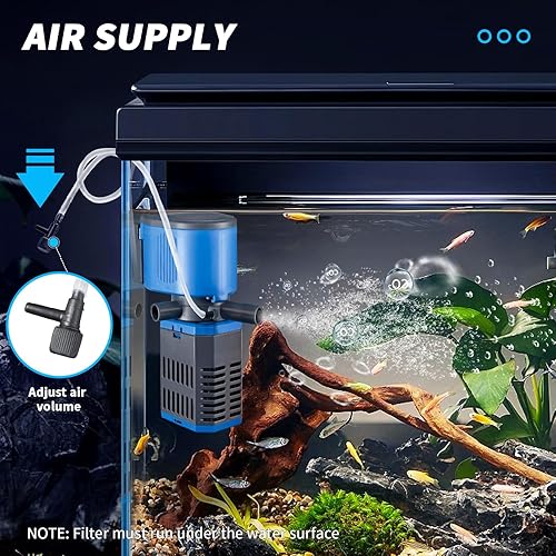 Miniatura 2 de Filtro de acuario para 15-50 galones, filtro sumergible para acuario, filtración bioquímica de 240 GPH potente bomba de agua Wavemaker