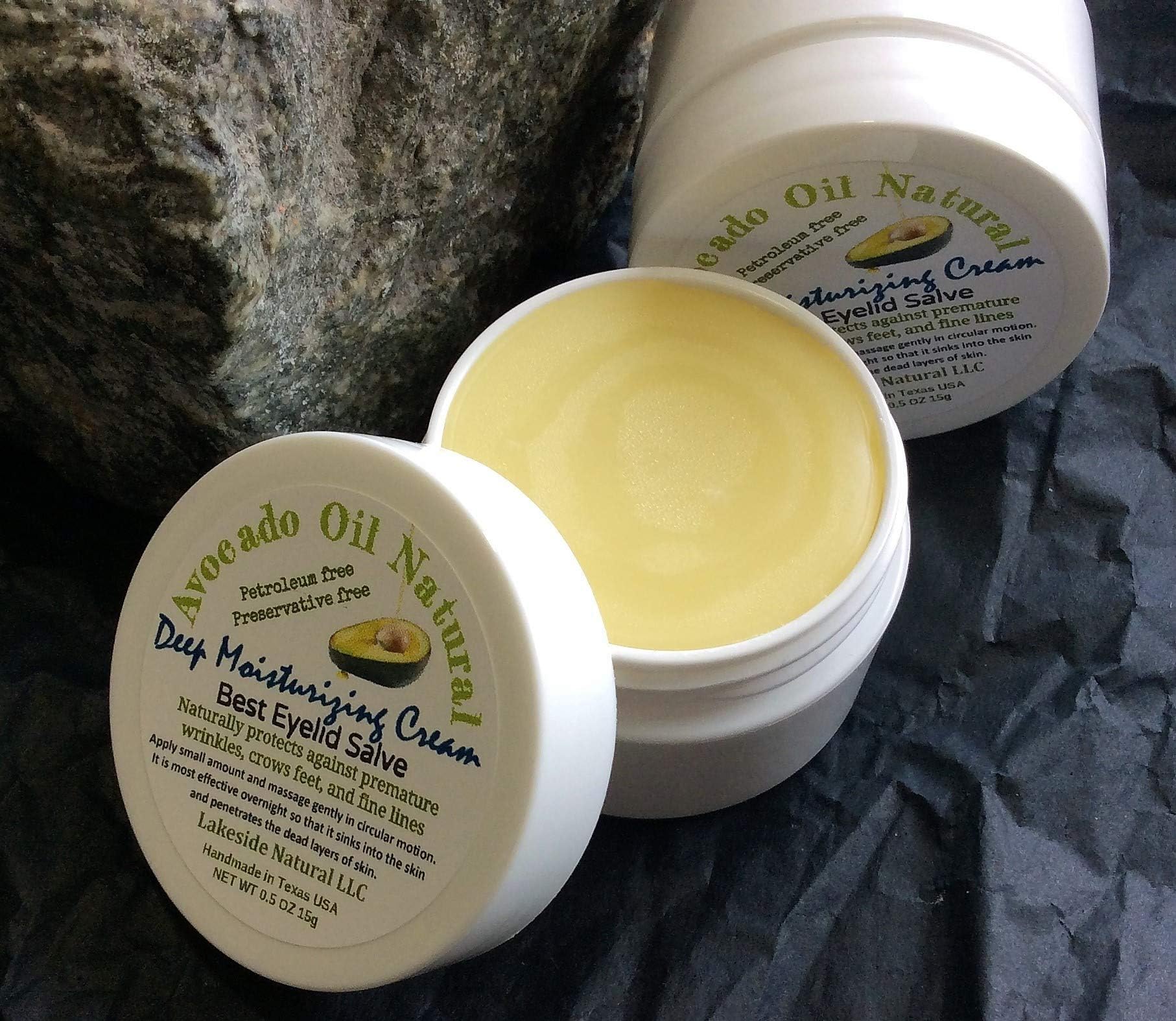 Organic Pure Avocado Oil Eye Balm - Eyelid Salve That Prevents Fine Lines, Zero Water Concentrated Formula Avocado Oil Eye Salve to Naturally Firm and Moisturize Against Premature Wrinkles 0.75 oz Jar