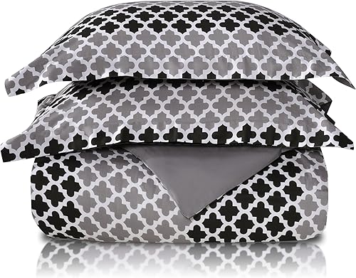 Miniatura 2 de SUPERIOR Sutton - Juego de funda de edredón, tamaño matrimonialqueen, negrogris