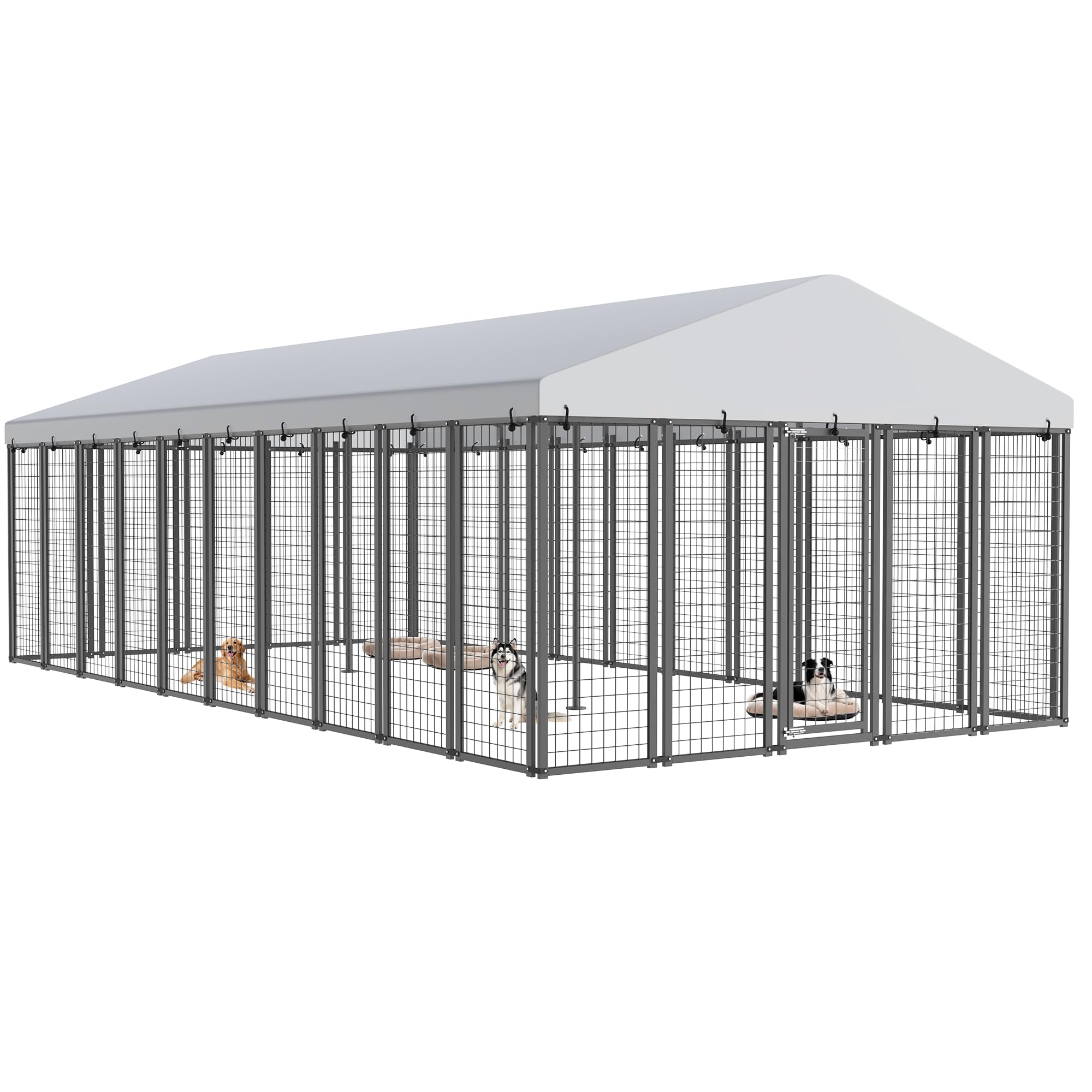 20x10 ft Outdoor Dog Kennel, Heavy Duty Dog Pens for Large Dogs