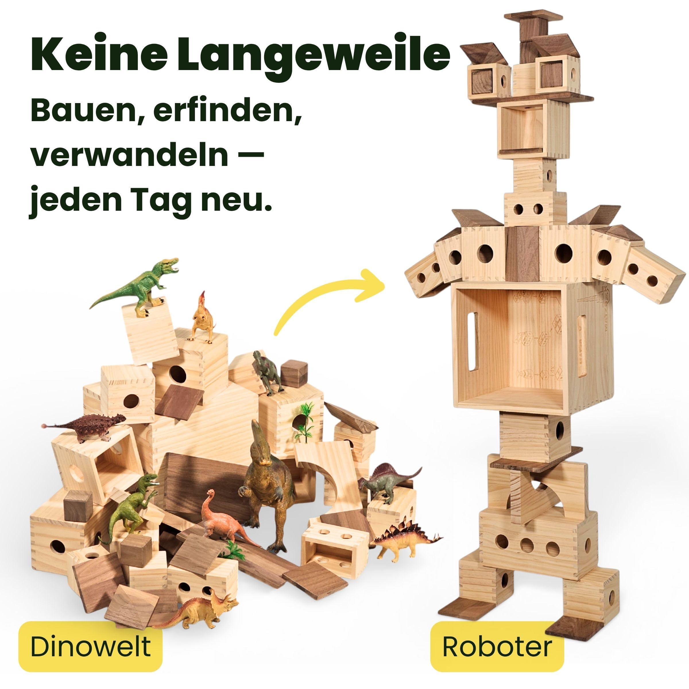 MATZBOX Montessori Kreativspielzeug aus Holzbausteinen – ausgezeichnetes Premium Spielzeug von 1 bis 7 Jahren – vielseitige Bauklötze & Boxen für freies, langanhaltendes Spielen, nachhaltiges Geschenk