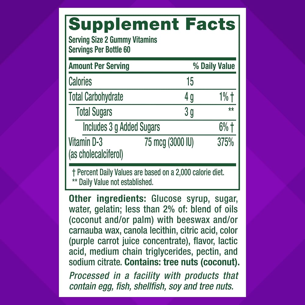 vitafusion Extra Strength Vitamin D3 Gummy, Strawberry Flavored Bone and Immune System Support (1) 120 Count