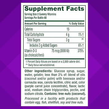 Vitafusion Vitamin D3 Gummies | 3000 IU (75 mcg) Per 2 Gummies