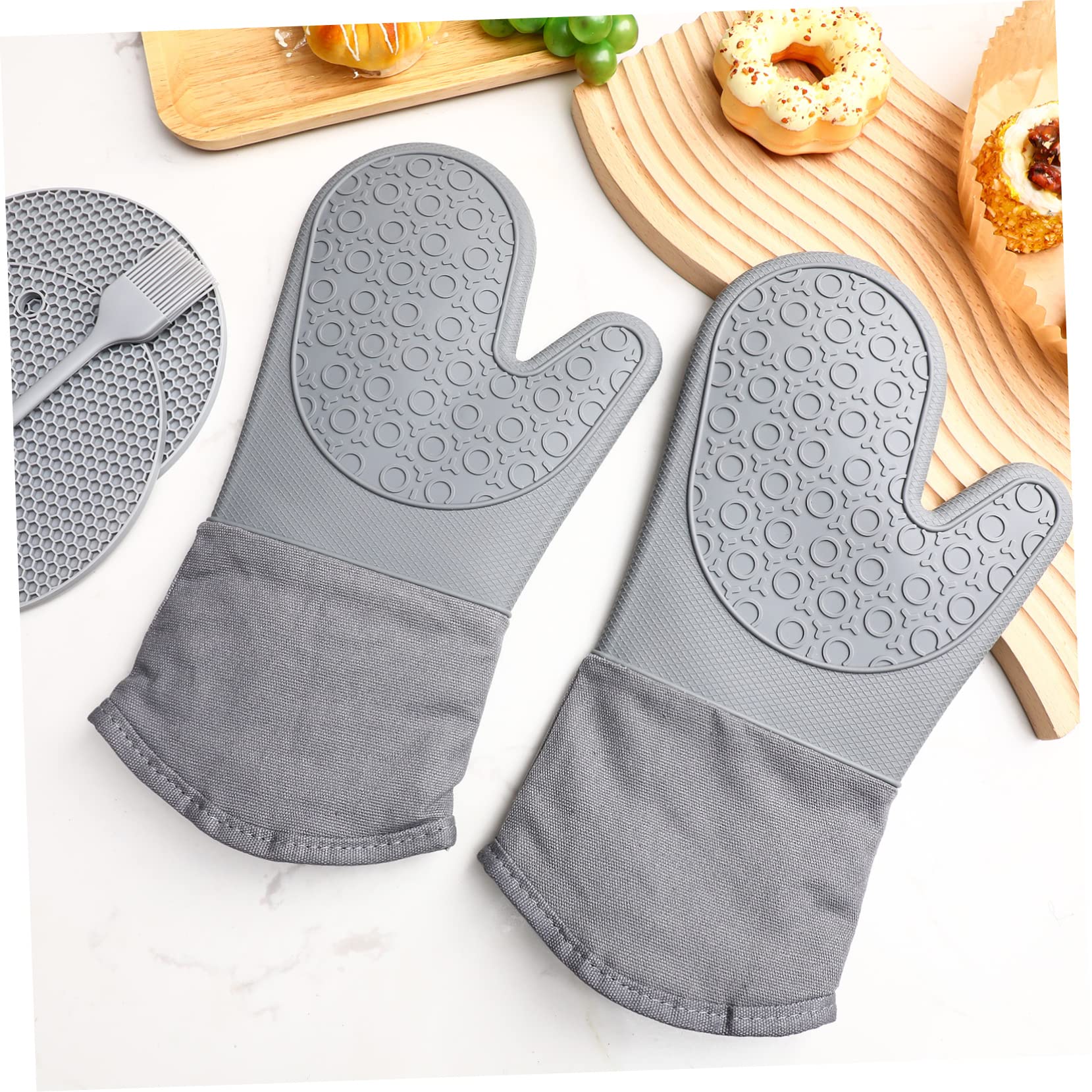 Ofenhandschuhe Silikon Hitzebeständig Rutschfester Ofenhandschuh Mit Schutz Für Hände Und Handgelenke Backen Kochen Grillen Küche Satz