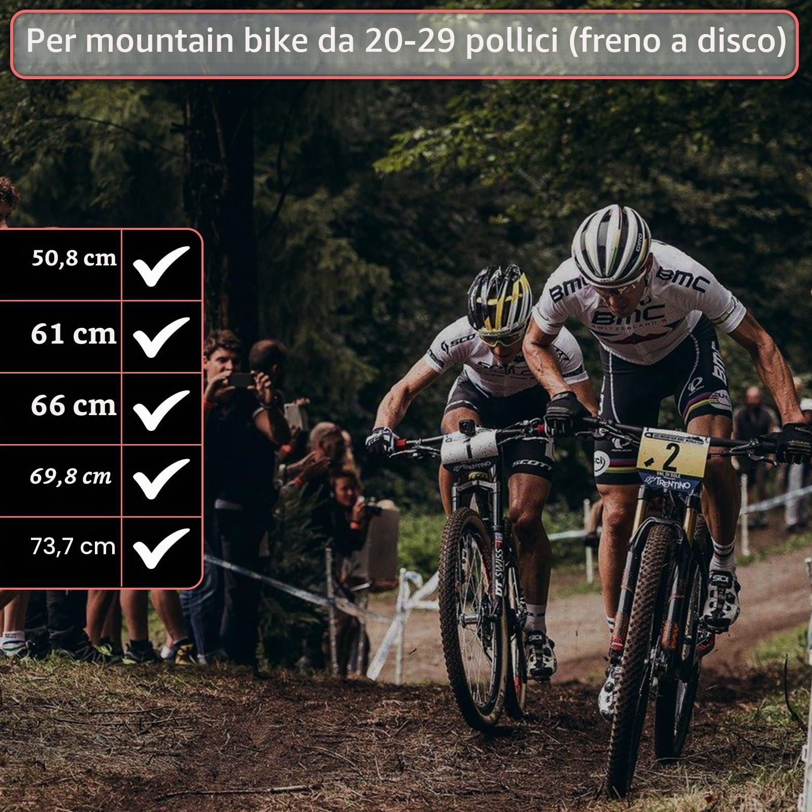 FETESNICE 2 pezzi parafanghi per mountain bike con adesivi riflettenti, parafanghi anteriori e posteriori per ruote da 20" a 29", leggeri e resistenti per mountain bike, e-bike, gravel bike e fatbike.