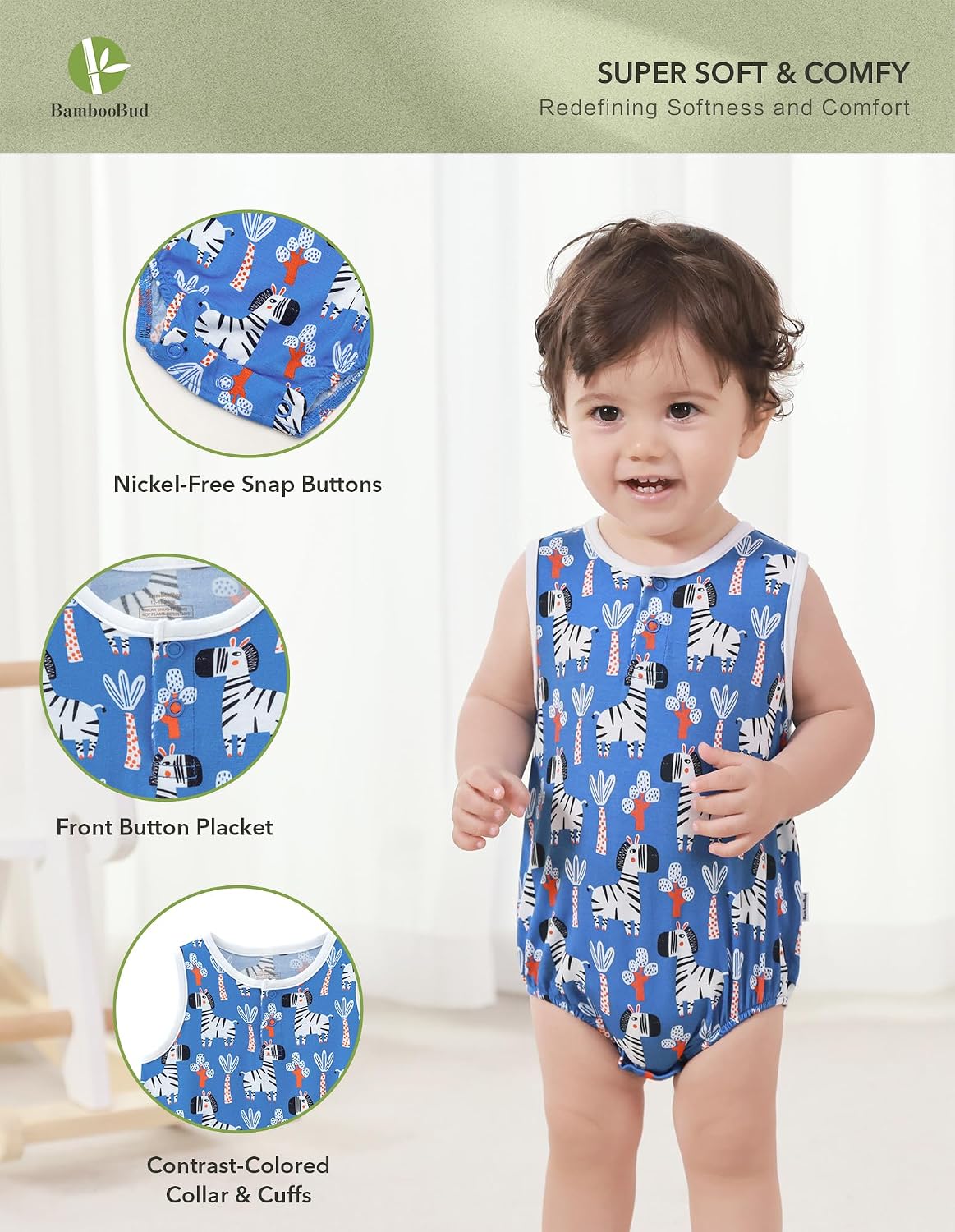 Baby Boy Girls Sleeveless Bodysuits Ultra Soft Tank Pajamas Infant Unisex Sleepwear