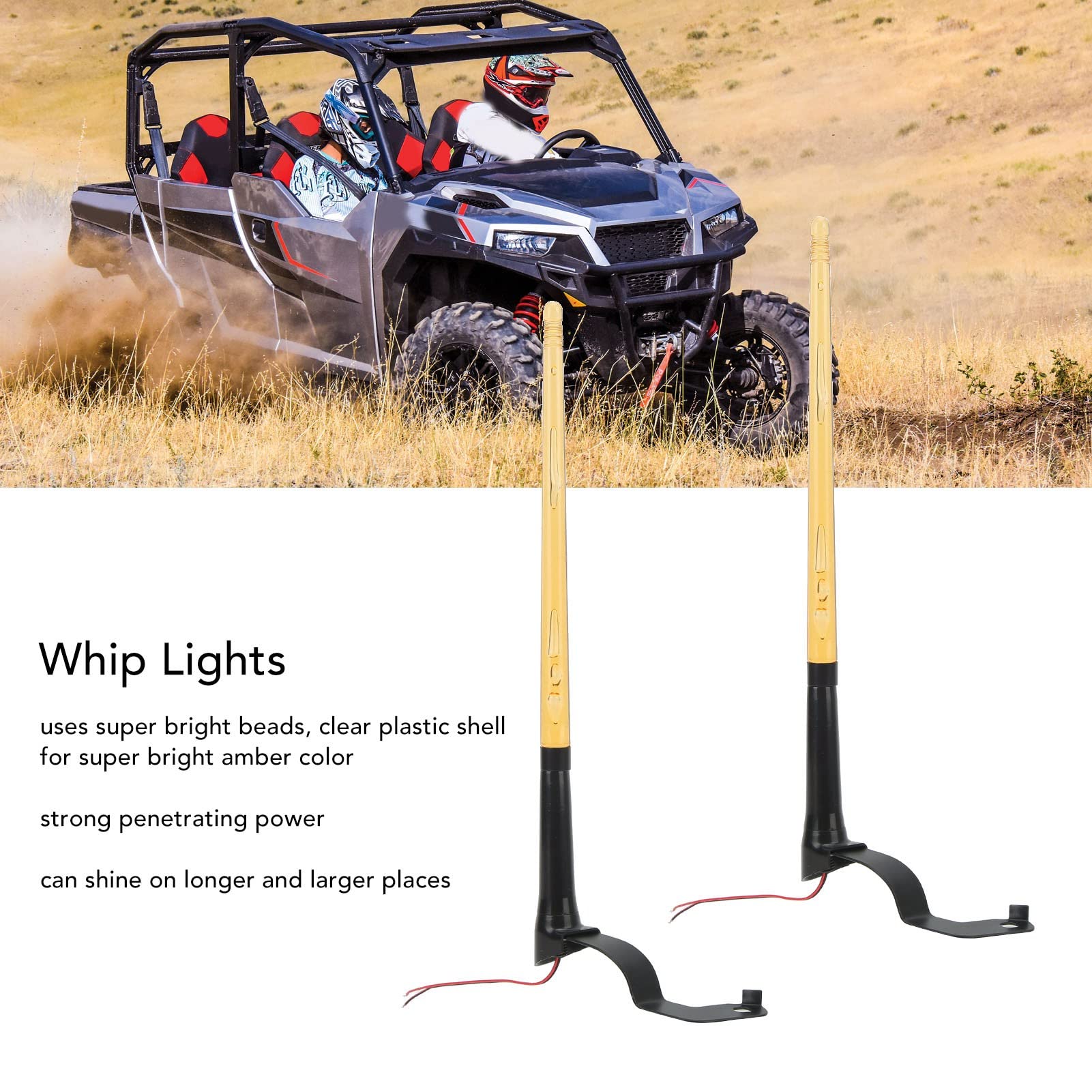 Hosi Whip Lights, Super Bright Metal ABS Flag Pole Lamp 2 Pieces for ATV