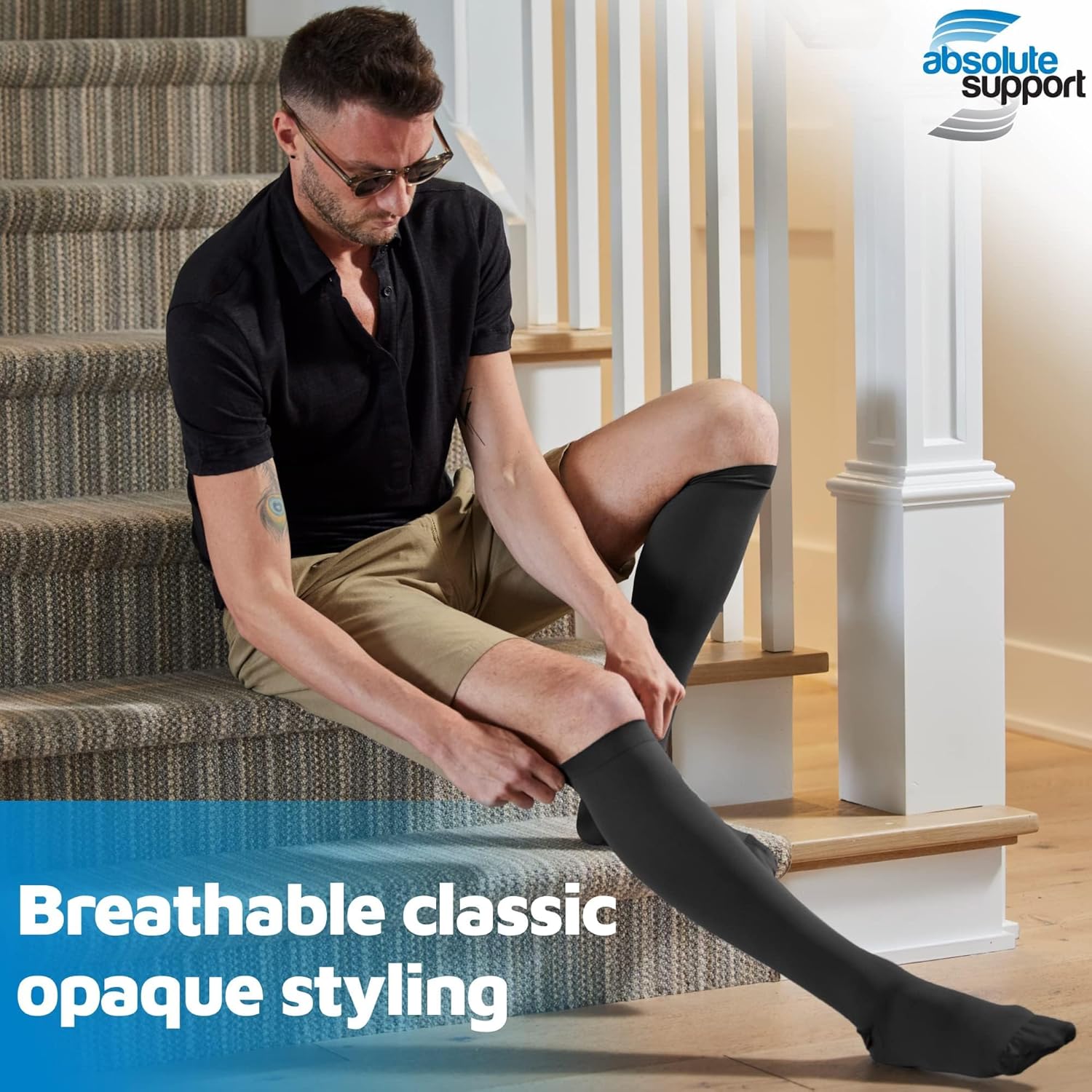 ABSOLUTE SUPPORT Made in USA Compression Socks for Men 20-30mmHg - Varicose Veins - A104 - Image 6