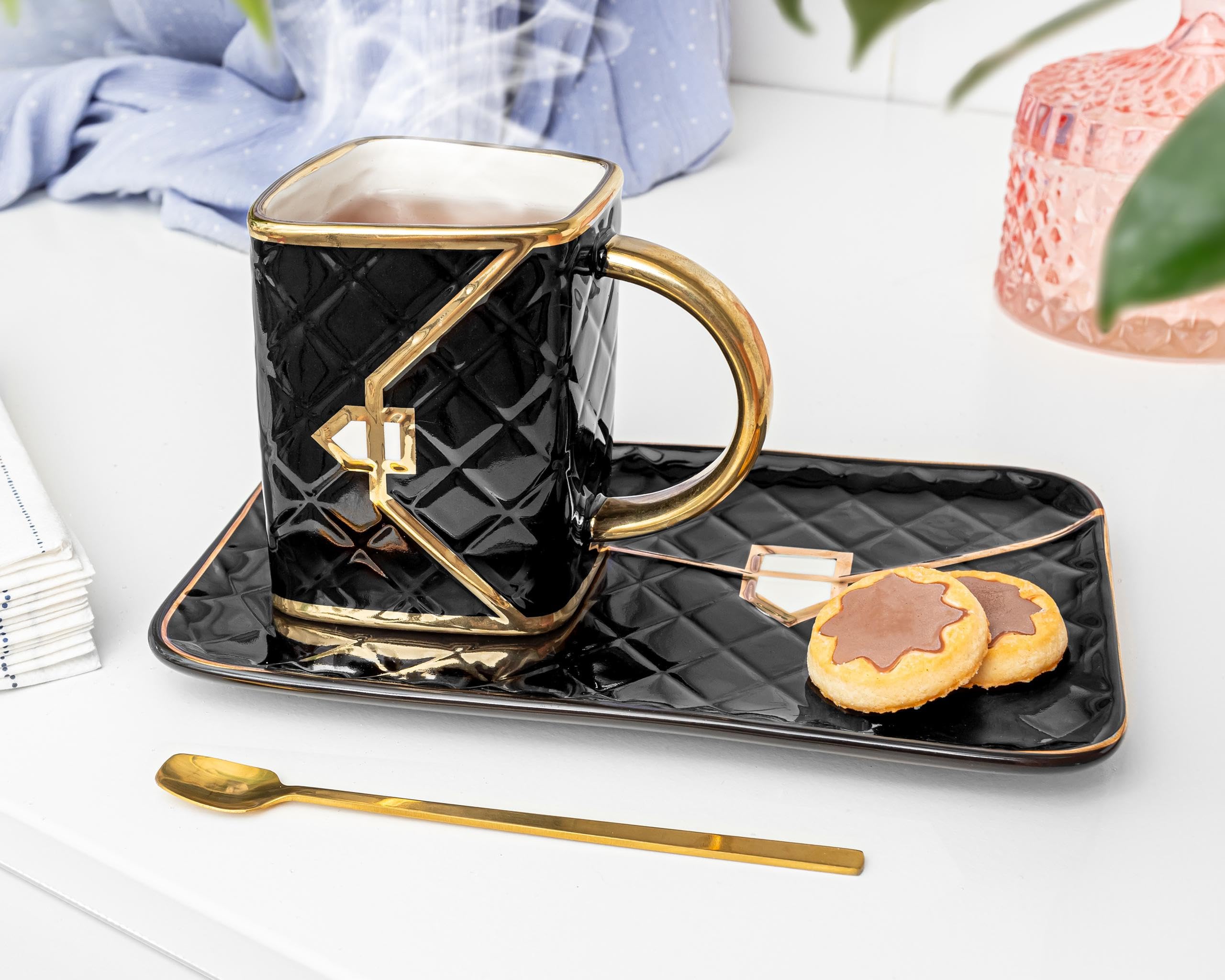 Ensemble céramique Deluxe Noir vaisselle design saladier assiette creuse