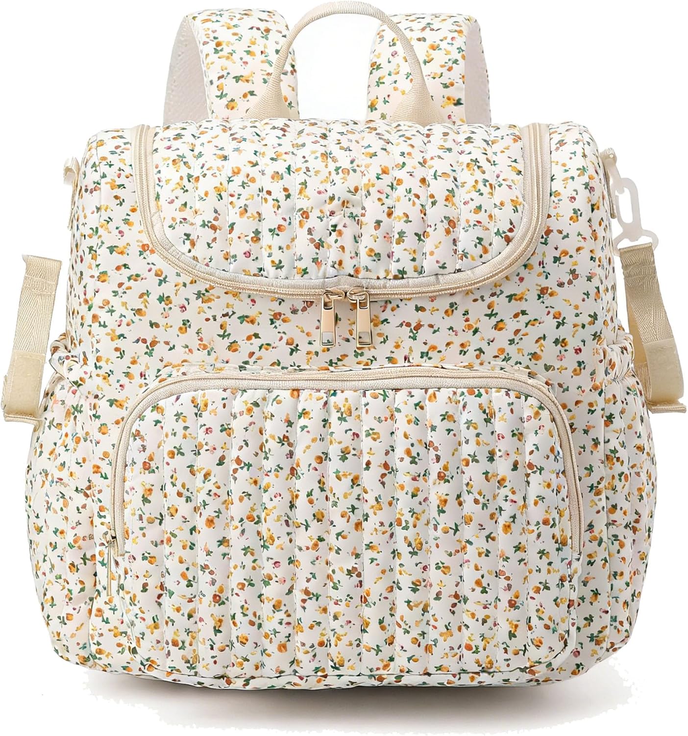 hibear Diaper Backpack Floral Diaper Bag Backpack for Mom Dads Baby Bag with Insulated Pocket Changing Pad and Stroller Straps for Toddler (floral-2)
