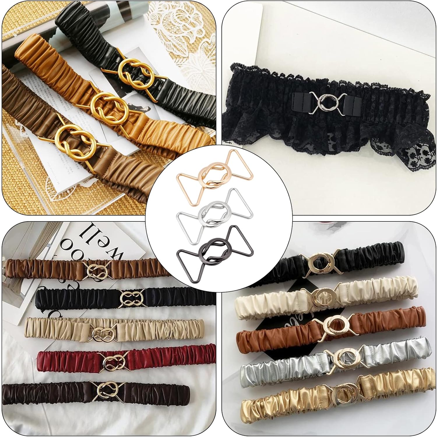 BENECREAT 6 Set 3 Colors Interlocking Metal Buckle, 2x1.6inch Interlocking Buckle Clasp Accessories for DIY Waist Belt Making, 8mm Thick - Image 7